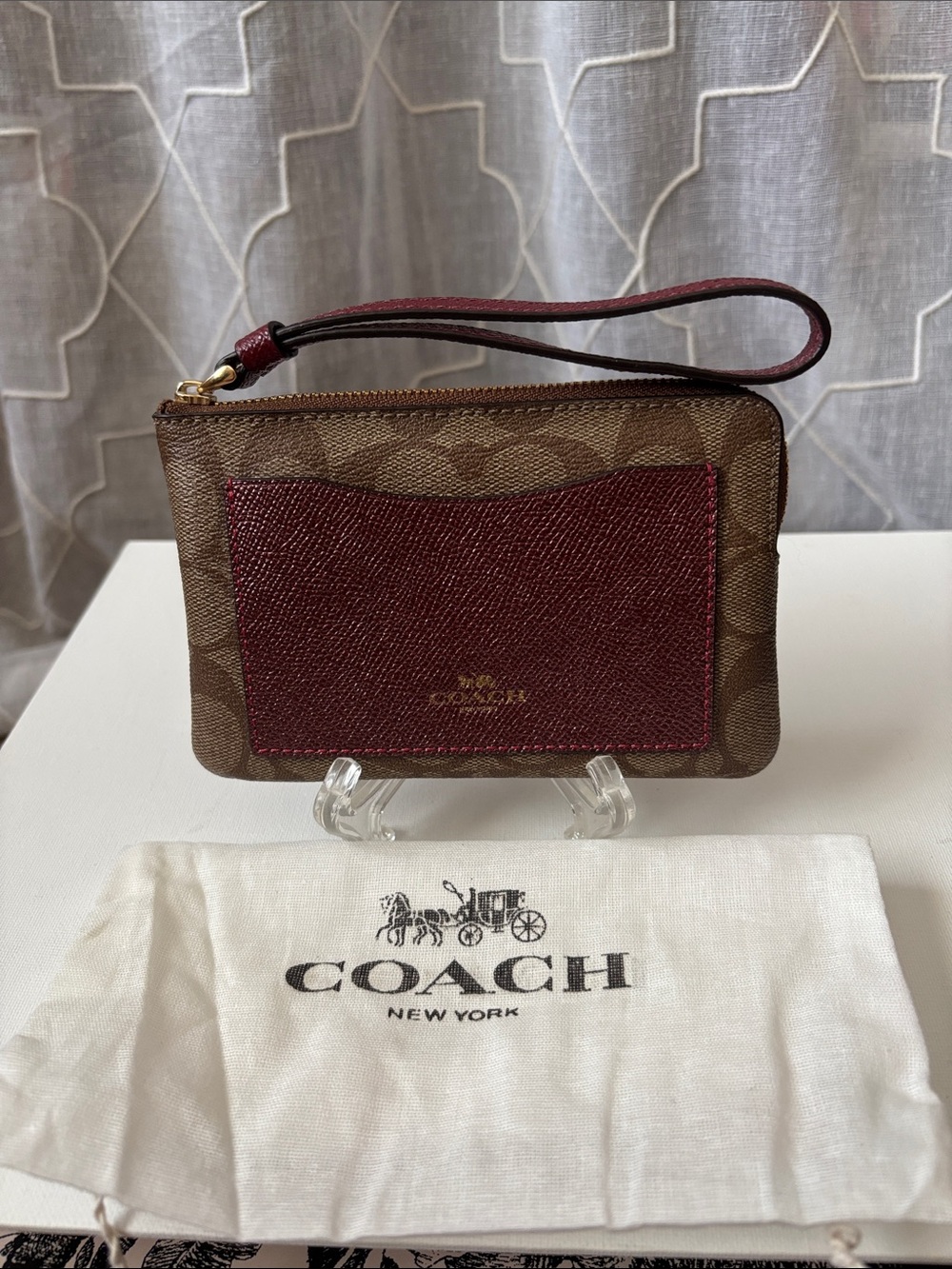 NEW Coach Wristlet in Signature Canvas & Leather